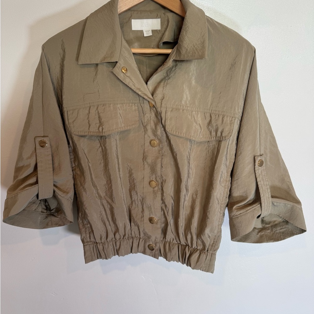 Zara Tan Utility Top Lightweight Blend